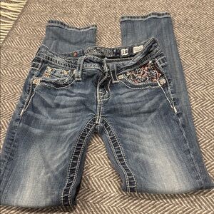Miss Me Dark Blue Jeans with Bling Accents